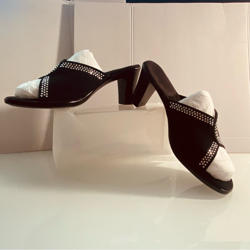 Onex Size 10 Black High-Heeled Mules Square Toe Lightweight decor accents